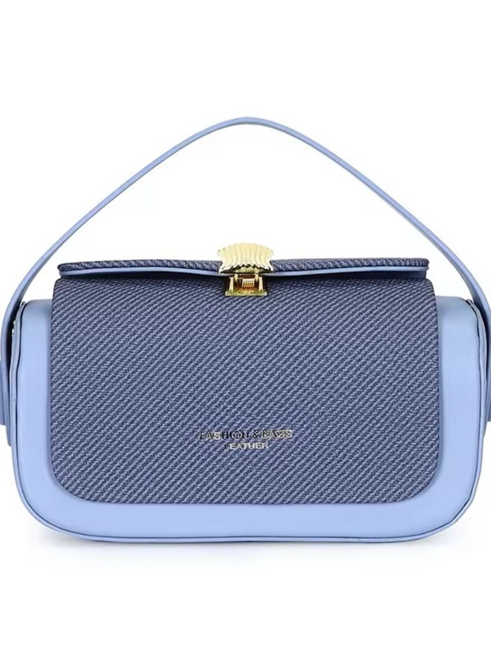 Light Blue Top-Handle Shoulder Bag
